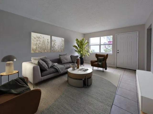 Renovated living room, staged